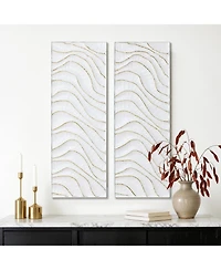 LuxenHome Modern Metal Wall Decor, 2-Piece Textured Panels with Sculpted Wave Design