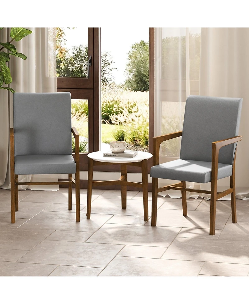 Slickblue Set of 2 High Back Upholstered Accent Chairs with Durable Wooden Frame Support