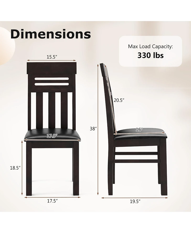 Slickblue Set of 2 High Back Dining Chairs for Kitchen Room