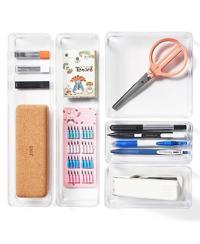 Sorbus Clear Drawer Organizer 5-Piece Set, Multi-Purpose Bins for office supplies, craft materials, and more