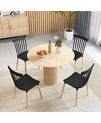 Slickblue Wooden Windsor Dining Chairs Set of 4 with Spindle Backrest and Ergonomic Curved Seat