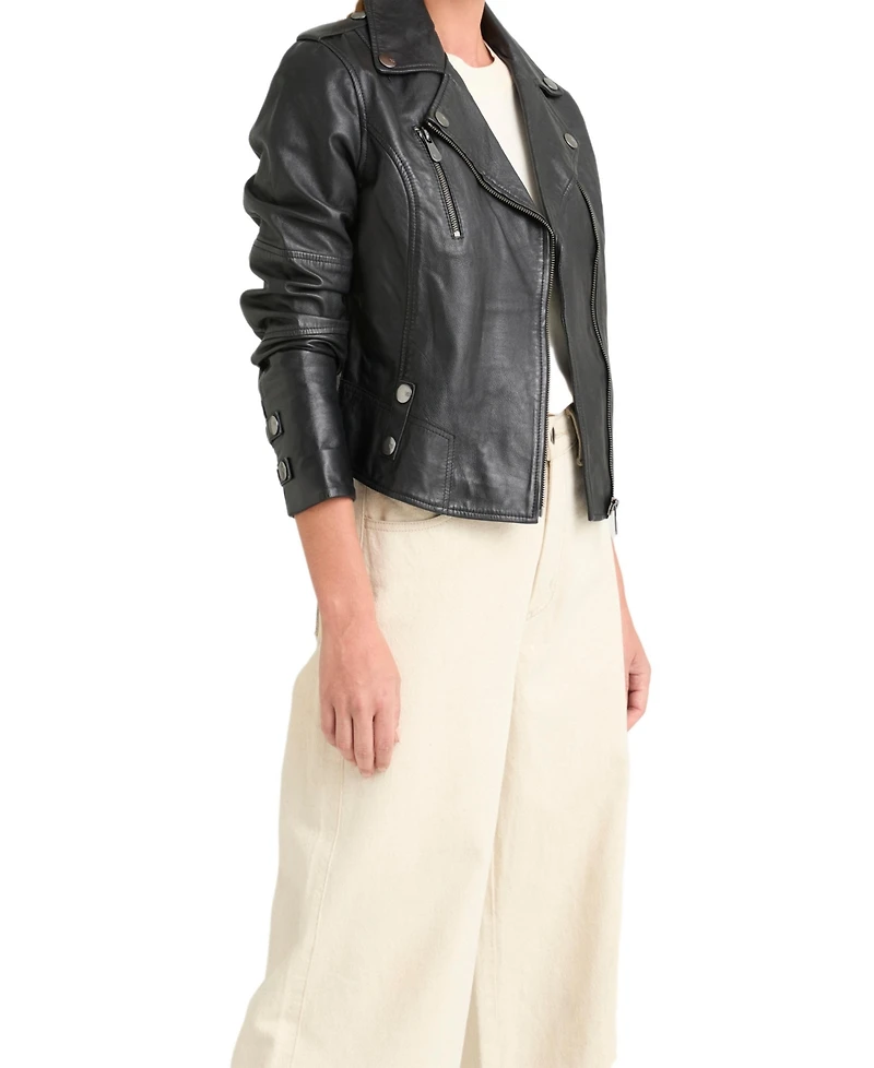 Velez Women's Biker Jacket Leather With Epaulets