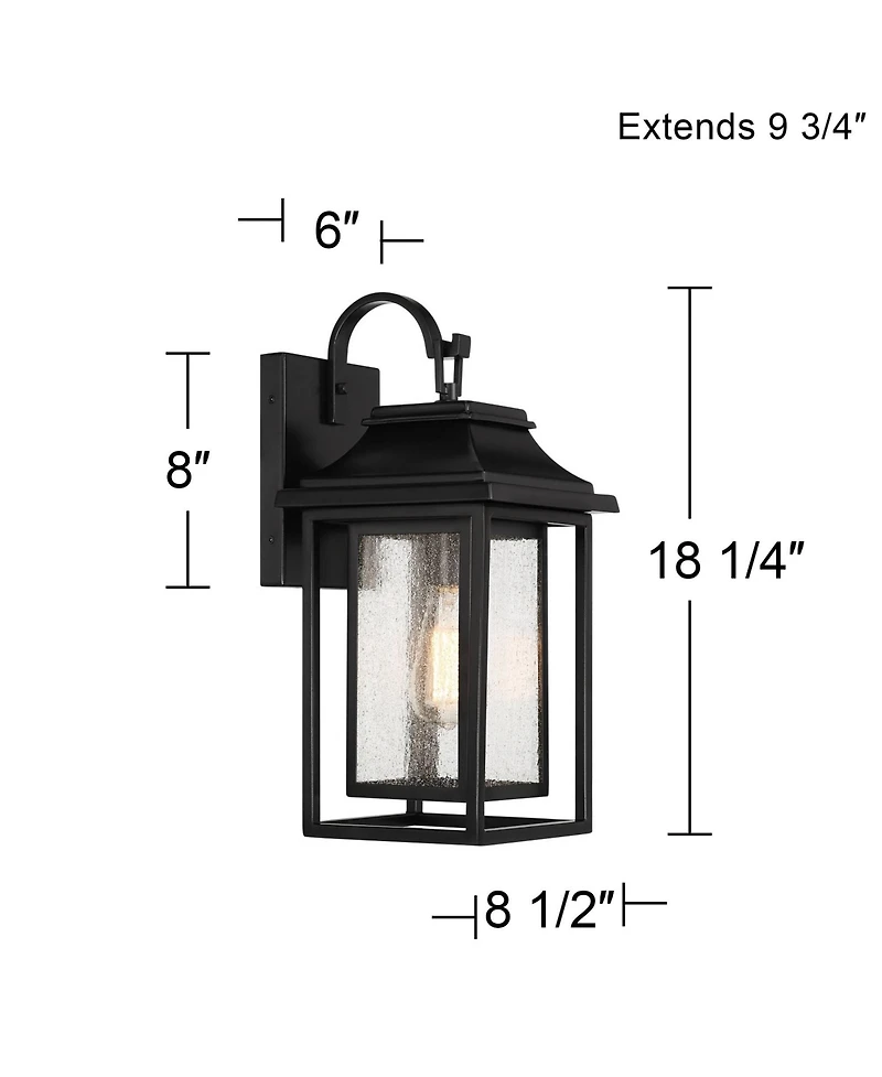John Timberland Cecile 18 1/4" High Mission Framed Box Outdoor Wall Light Fixture Mount Porch House Waterproof Shiny Black