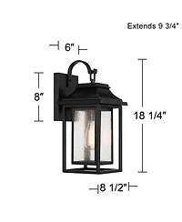 John Timberland Cecile 18 1/4" High Mission Framed Box Outdoor Wall Light Fixture Mount Porch House Waterproof Shiny Black