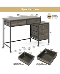 Slickblue Computer Desk with Storage 5 Drawers and Side Filing Cabinet