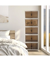 Mega Casa Multi-Functional Plastic Wardrobe with Double Doors and Large Top Cover, Lockable Storage Cabinet on Wheels