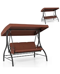 Sugift 3-Piece Patio Swing Set with Canopy and Removable Cushions