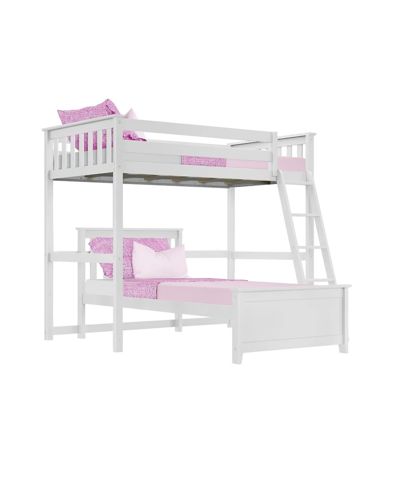 Max & Lily Solid Wood L-Shaped Bunk Bed Twin over for Kids