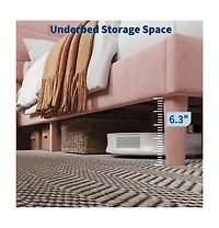 gaomon Upholstered Platform Bed Frame with Headboard - Mdf and Wood Slat Support, Quiet, Easy Assembly