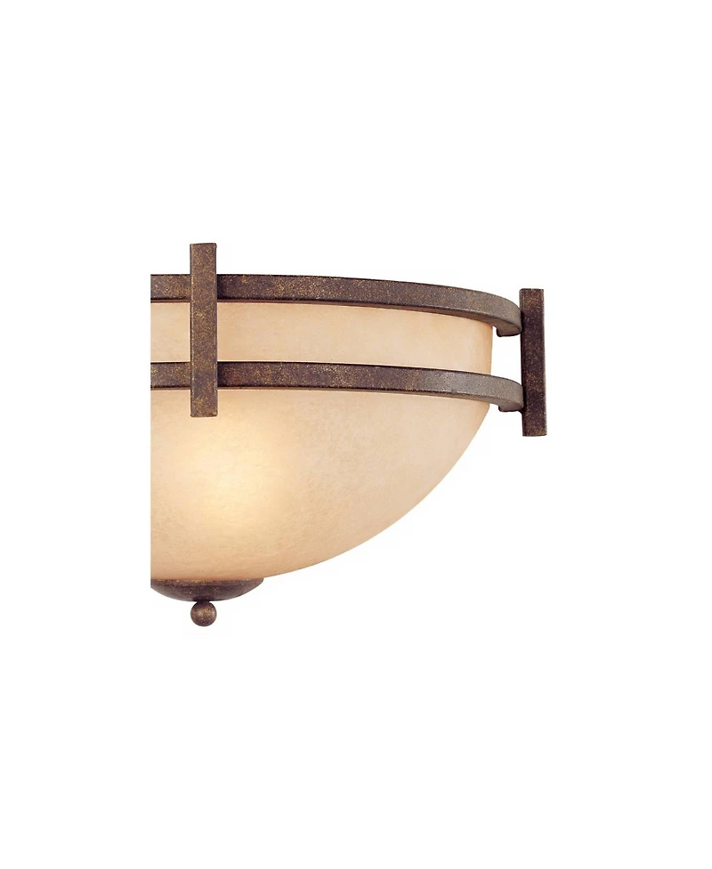 Franklin Iron Works Mission Wall Light Sconces Set of 2 Bronze Hardwired 14 1/2" Fixture Cream Scavo Glass for Bedroom Bathroom
