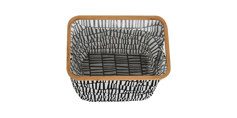 Household Essentials Bamboo Rimmed Rectangular Krush Container Hamper with Cutout Handles