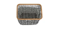 Household Essentials Bamboo Rimmed Rectangular Krush Container Hamper with Cutout Handles