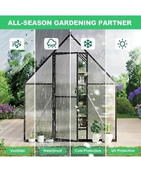gaomon 6'X4' Aluminum-Framed Polycarbonate Greenhouse, Heavy Duty Greenhouse with Quick Setup Structure and Roof Vent