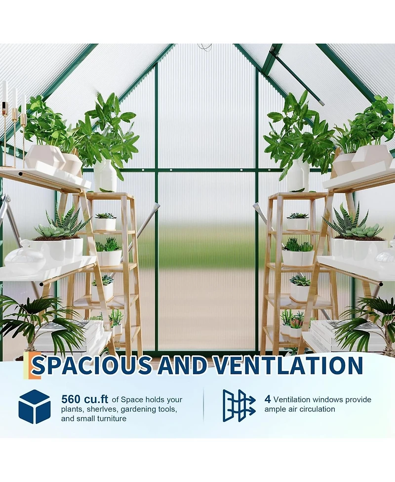 gaomon 6'X4' Aluminum-Framed Polycarbonate Greenhouse, Heavy Duty Greenhouse with Quick Setup Structure and Roof Vent