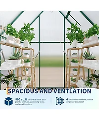 gaomon 6'X4' Aluminum-Framed Polycarbonate Greenhouse, Heavy Duty Greenhouse with Quick Setup Structure and Roof Vent