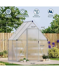 gaomon 6'X4' Aluminum-Framed Polycarbonate Greenhouse, Heavy Duty Polycarbonate Greenhouse with Quick Setup Structure and Roof Vent