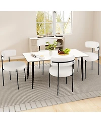 Slickblue Modern Boucle Dining Chair Set of 2 with Curved Backrest and Sturdy Metal Legs