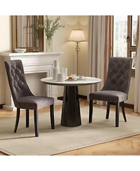Slickblue Upholstered Tufted Dining Chairs Set of 2, High Back Support and Soft Seat