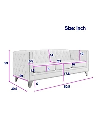 Maison Boucle 80.5'' Velvet Chesterfield Sofa Couch, Tufted 3-Seater, Nailhead Trim