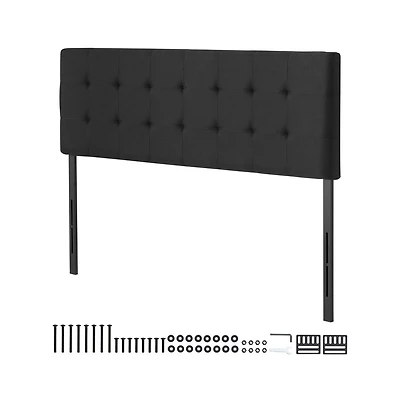 Sugift Queen Headboard Adjustable Height Diamond Tufted Linen Upholstered