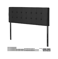 Sugift Queen Headboard Adjustable Height Diamond Tufted Linen Upholstered