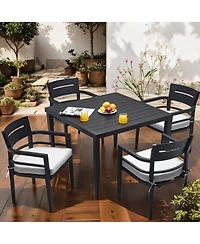 Flynama 5-Piece Outdoor Patio Aluminum Furniture, including 4 Dining Chairs Sunbrella Fabric Cushioned with Umbrella Hole