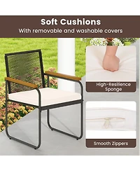 Sugift 3 Piece Patio Wicker Furniture Set with Glass Top Table