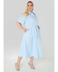 Ashley Stewart Women's Striped A Line Midaxi Shirtdress