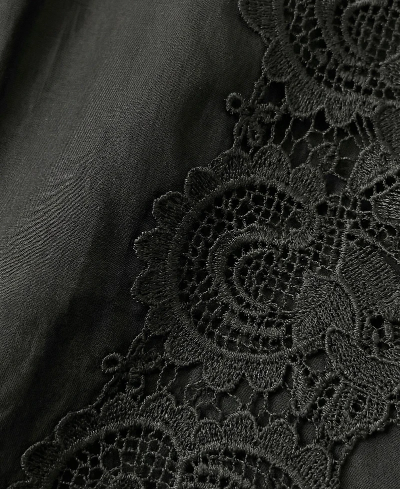 Modenaire Women's Lace-Trim Long-Sleeve Mini Dress