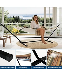 gaomon Portable Double Hammock with Stand for Outdoor Patio, Garden, Beach, Backyard, Max 450 Lbs Capacity, Stripes