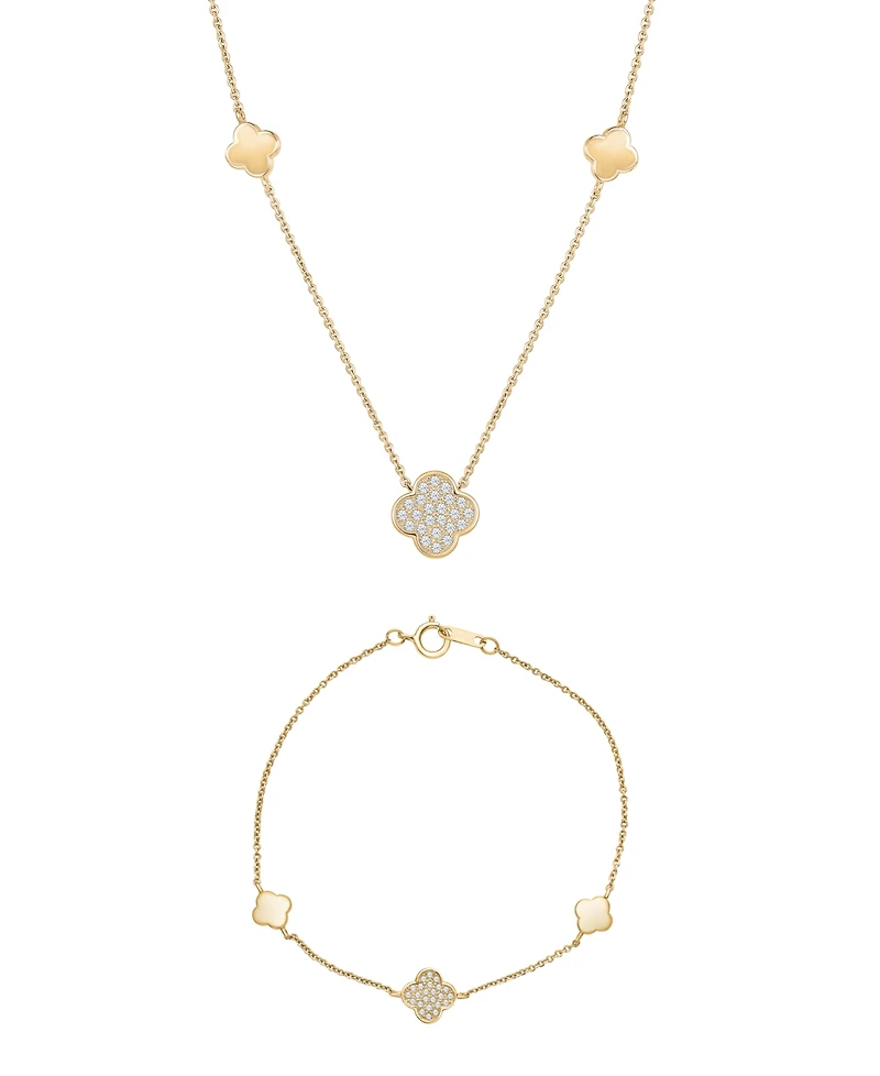 Wrapped Diamond 3-Clover Necklace (1/10 ct. t.w.) in 10k Yellow Gold
