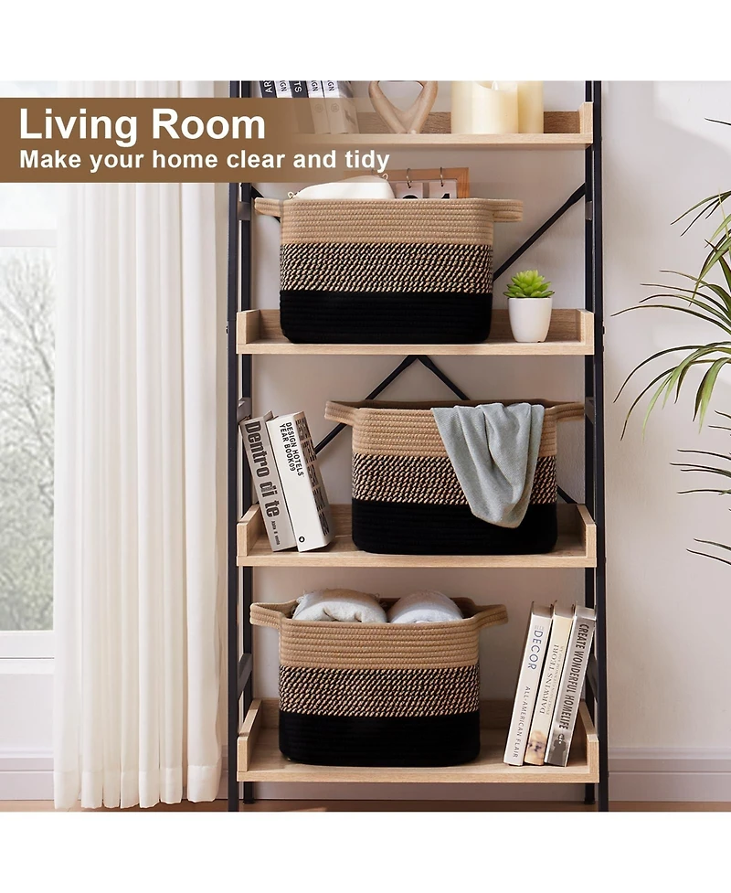 Gnuadz 3 Piece Woven Storage Baskets Rectangle Organizer Bins Gift Basket