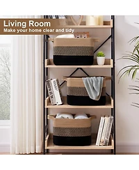Gnuadz 3 Piece Woven Storage Baskets Rectangle Organizer Bins Gift Basket