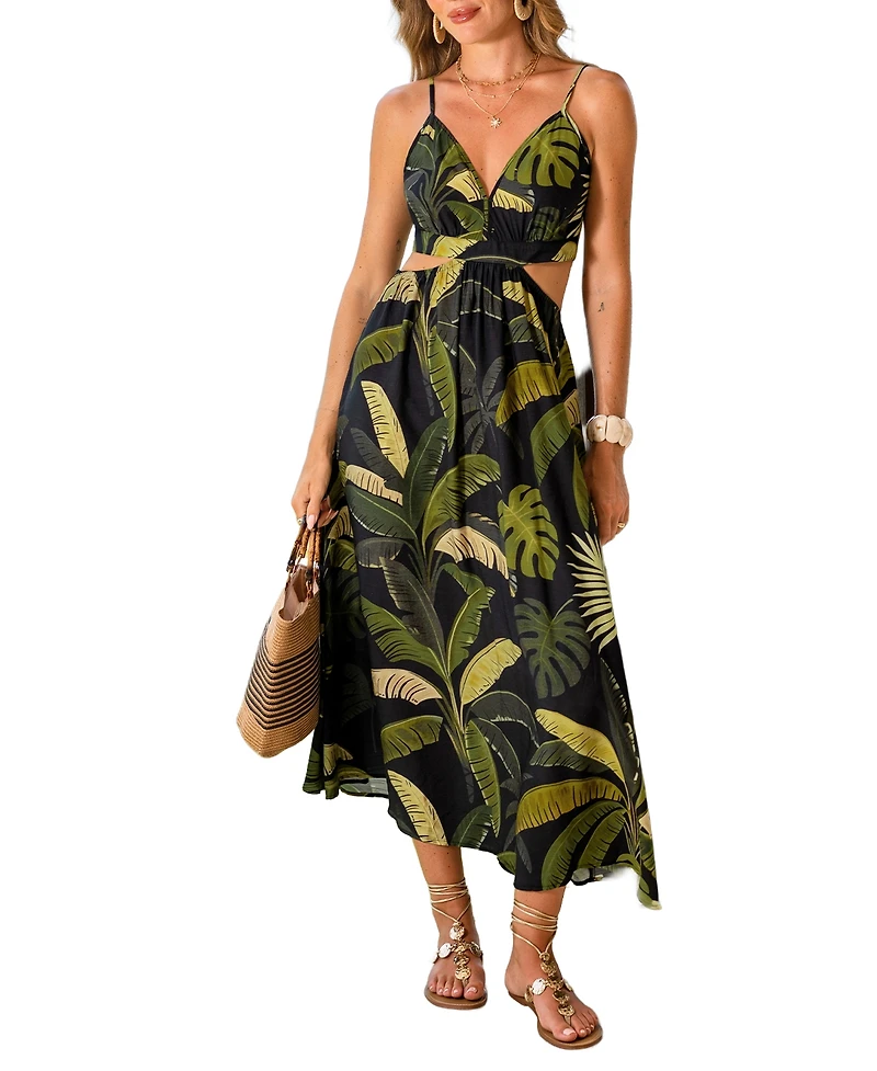Cupshe Women's Paradise Island Tropical Maxi Beach Dress