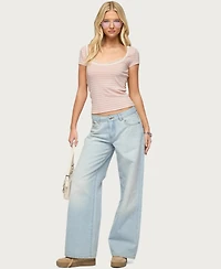 Edikted Women's Layered Lacey Striped T Shirt