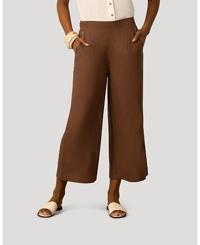 Cable & Gauge Women's and Linen Blend Pull On Crop Pant