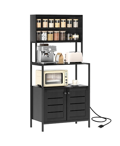 Homcom Baker's Rack, Bar Cabinet with Power Outlet
