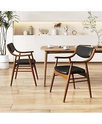 Slickblue Set of 2 Wooden Dining Chairs with Cushioned Seat and Back Support for Home