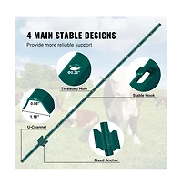 Sugift 6 feet U-Channel Fence Post 6 Pack Heavy Duty Steel Stakes