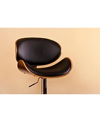 flynama Walnut Bentwood Adjustable Swivel Bar Stool, 36-44" Height
