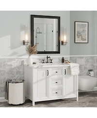 Apmir 30" x 36" Inch Thick Metal Framed Wall Mirrors for Bedroom