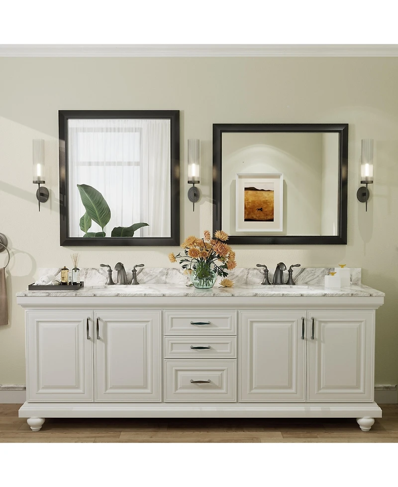 Apmir 32" x 36" Inch Thick Metal Framed Wall Mirrors for Bedroom