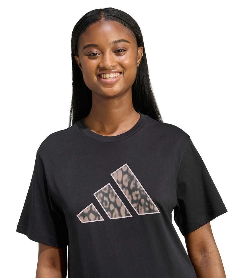 adidas Women's Animal Print Short-Sleeve Cotton T-Shirt