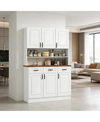 Clihome 70.75" Pantry Storage Cabinet - Kitchen Cupboard with 6 Cabinets 3 Drawers Adjustable Shelves