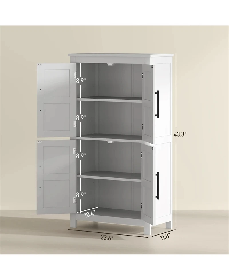 Clihome Farmhouse Mdf Freestanding Cabinet Storage Cabinet with Adjustable Shelves