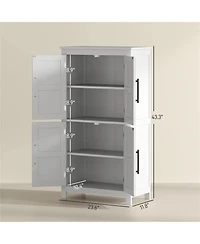 Clihome Farmhouse Mdf Freestanding Cabinet Storage Cabinet with Adjustable Shelves