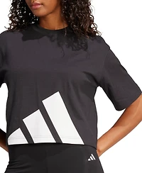 adidas Women's Cotton Logo Boxy Short-Sleeve T-Shirt