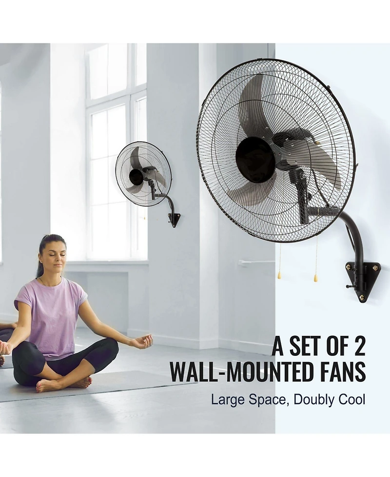 Mecale 20 Inch Wall Mount Fan 2-Pack Oscillating 4000 Cfm Industrial