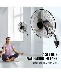 Mecale 20 Inch Wall Mount Fan 2-Pack Oscillating 4000 Cfm Industrial