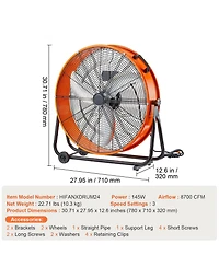 Mecale 24 Inch Industrial Drum Fan 8600 Cfm 3-Speed Heavy Duty Floor